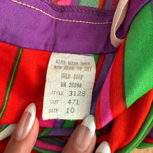 ⚡️1970s Groovy Halter Maxi Dress 🌈💫 by e-Stewart Size Small - Picture 7 of 8